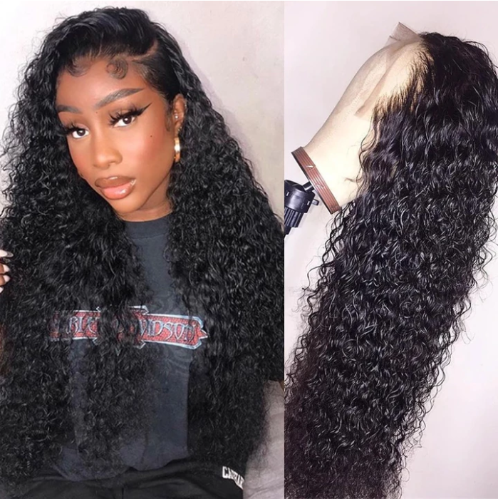 360 Lace Frontal Wigs Kinky Curly  Human Hair Wigs For Women