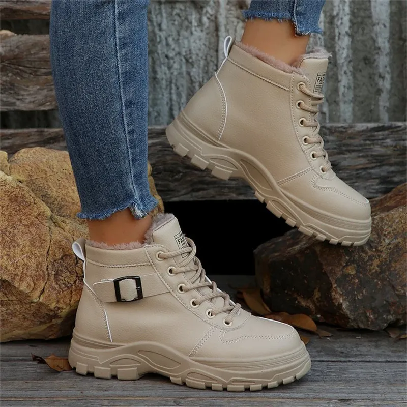 Breakj Breakj New Autumn And Winter Ladies Keep Warm Martin Boots Plus Velvet Thick And Thick-Bottomed Short Boots Shoes