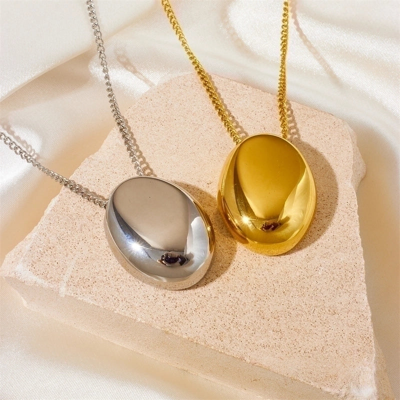 Cute Sweet Round Titanium Steel 18K Gold Plated Plating Pendant Necklace