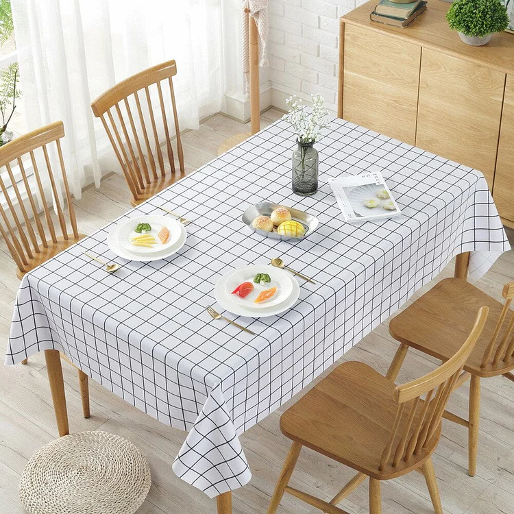 Checkered Rectangle Tablecloth Holiday Party Decorations Waterproof Fabric Tablecloth for Kitchen Dining Table Cover Decor