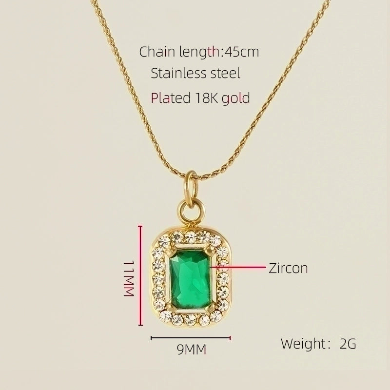 Stainless Steel 18K Gold Plated Glam Shiny Plating Inlay Sun Water Droplets Heart Shape Zircon Pendant Necklace