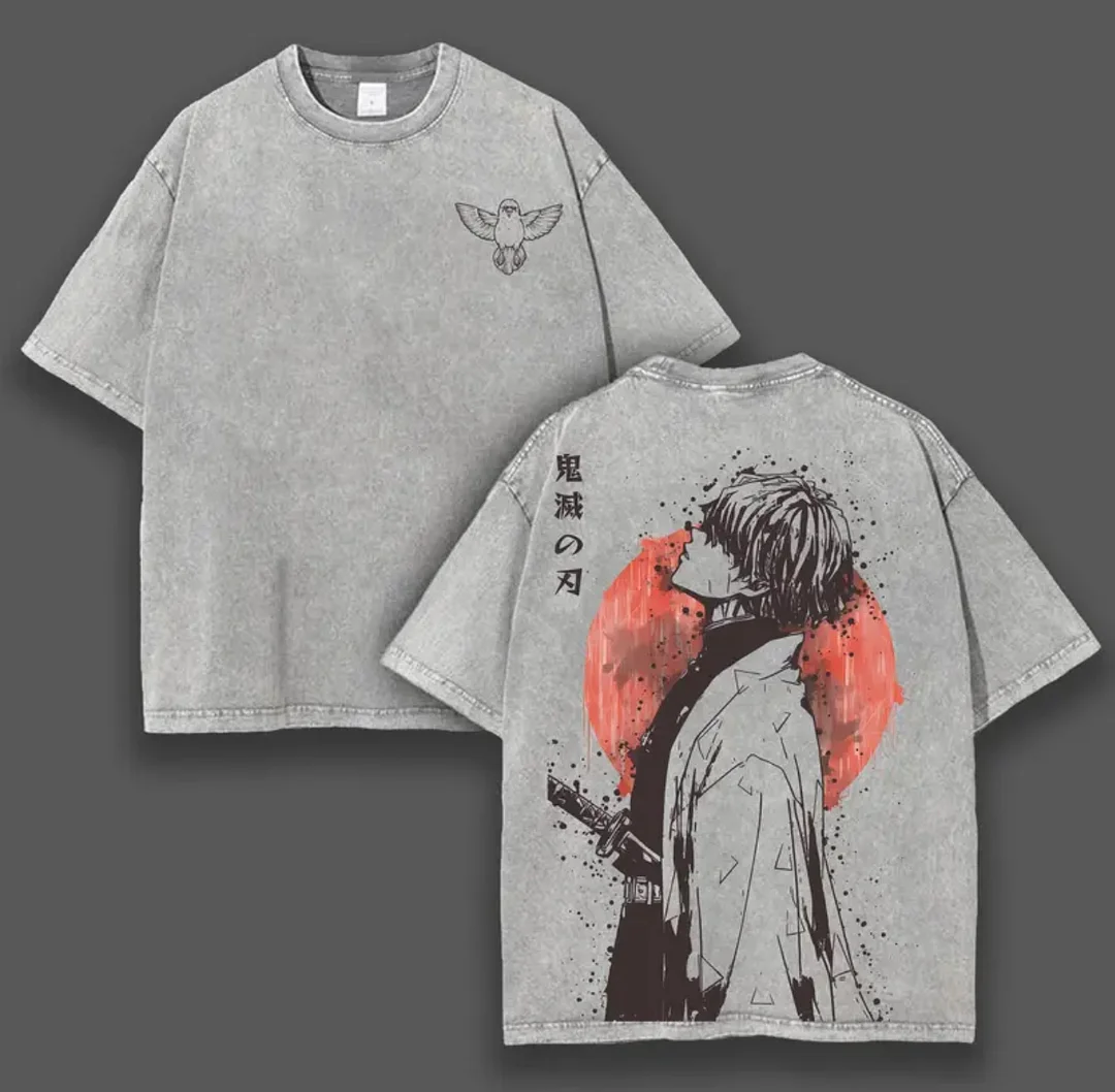 Demon Slayer Printed Unisex Washed T-Shirt