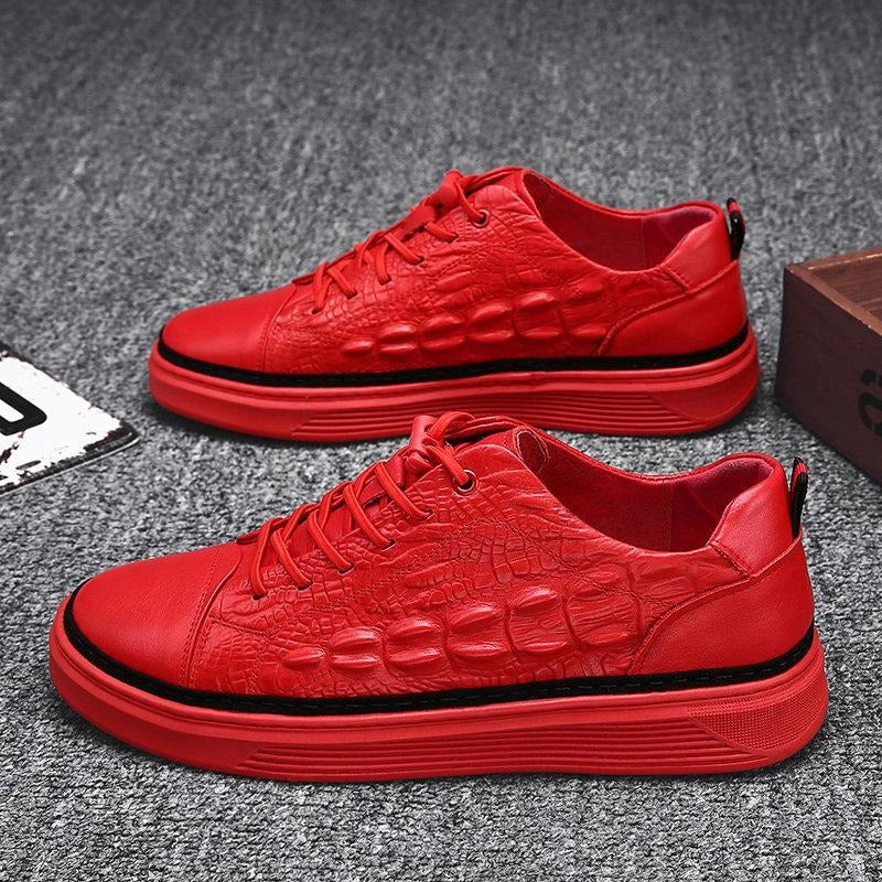 Cowhide Crocodile Print Sneakers mumuwear