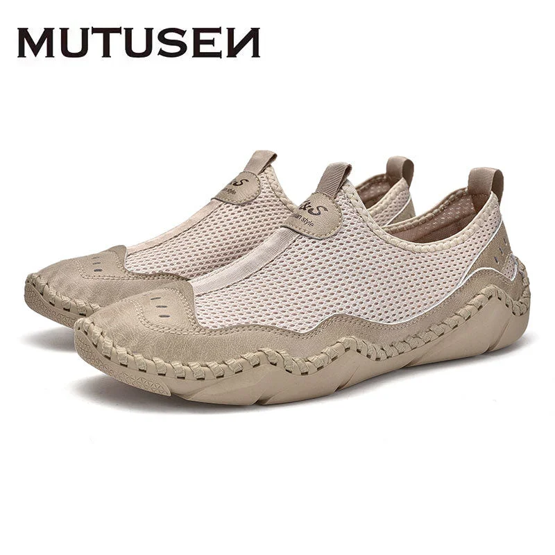 Men Casual Shoes Slip-on Summer Men Sneakers Breathable Mens Loafers Moccasins Luxury Brand Mesh Mens Low Shoes Big Size 38-48