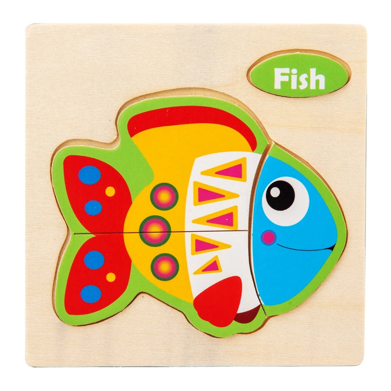 Wooden Children’s Toy Cognitive Three-dimensional Cartoon Pattern Puzzle Toy Early Education Educational Wooden Puzzle Toy