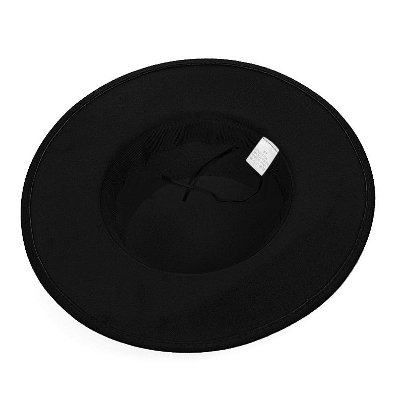 Couple’s Flat Brim Hat Men’s And Women’s Autumn And Winter Retro British Jazz Hat Flat Top Big Brim Top Hat Women’s Sun-proof Street Dance Hat