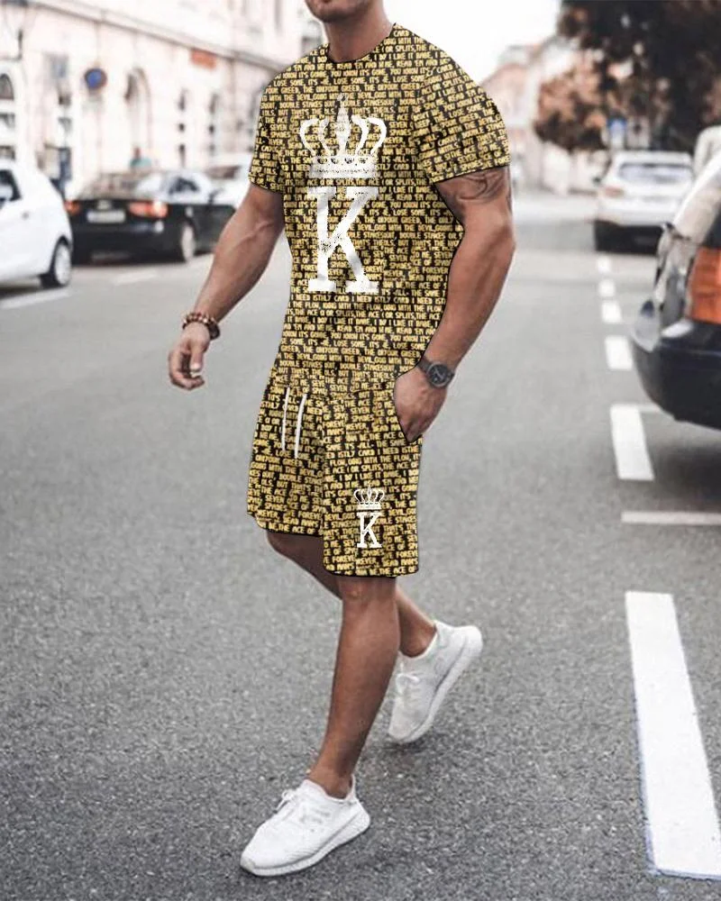 Men's Gold Crown K Floral Shorts Suit