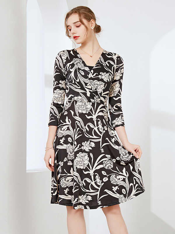Silk Dress Temperament V-neck Style