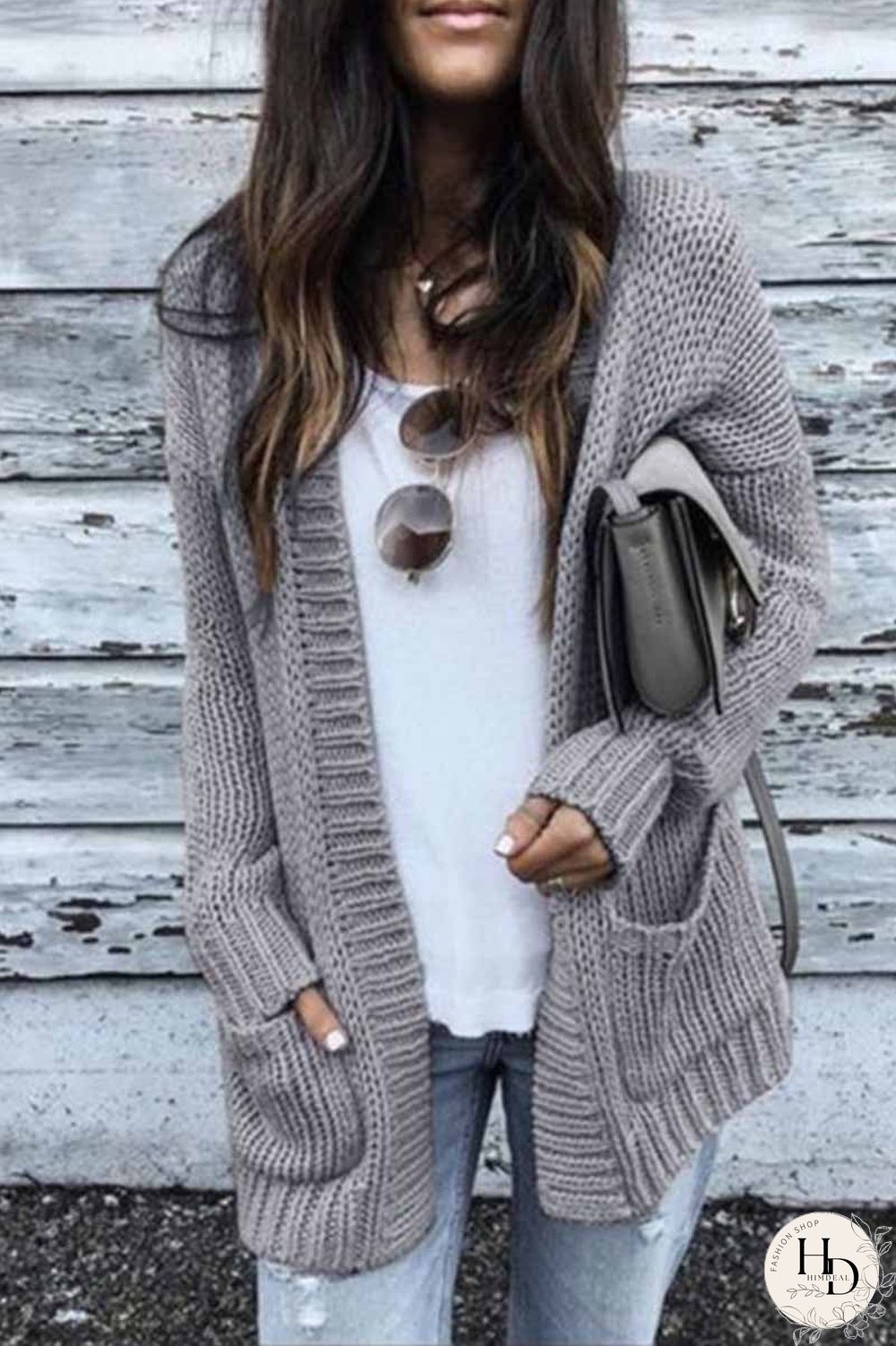 Solid Loose Sleeve Sweater Cardigan