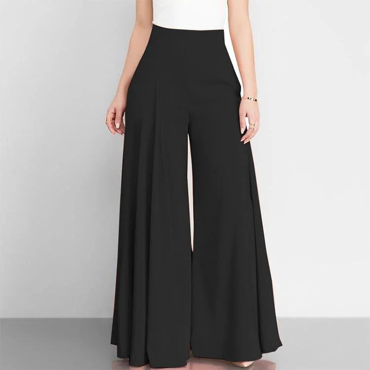 Solid Color High Waist Thin Wide Leg Casual Pants