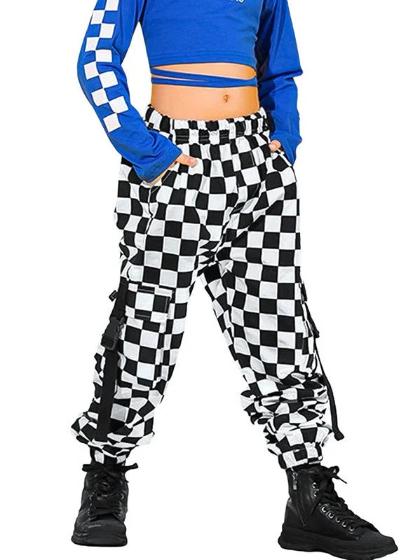 Rolanko Girls Cargo Pants for Kids Loose Streetwear Hip Hop Dance