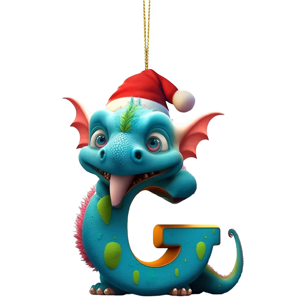 Christmas Cute Dragon Pendants Acrylic Letter Shaped Exquisite for Xmas Tree Car