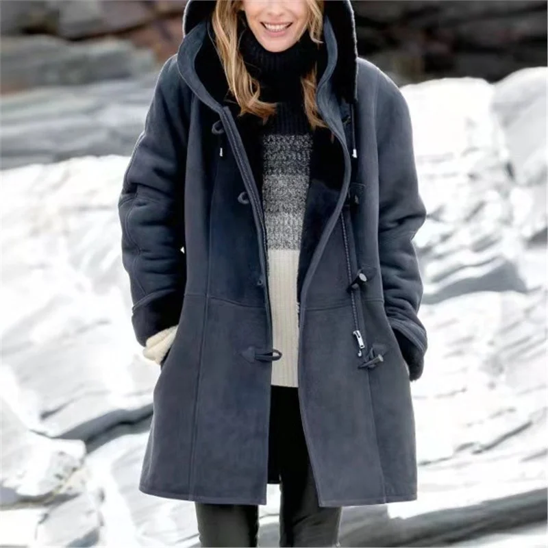 Athvotar Athvotar 2025 New Plus-Coat Pocket Women's Coat Stylish Elegance