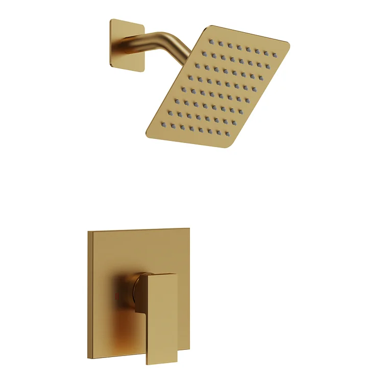 EVERSTEIN Square 6" Rainfall Wall Mount Shower Faucet in Brushed Gold SFS-1185-GD