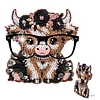 Glasses Holder for Table Decor Crystal Drill Handmade Wood Cute Cow DIY Diamond Art Special Shaped Glasses Holder for Table Decor Crystal Drill