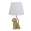 Dog Lamp with White Linen Shade Cute Room Decor White Dog Table Lamp 17.7inch for Living Room Unique Aesthetic Home Room Decor