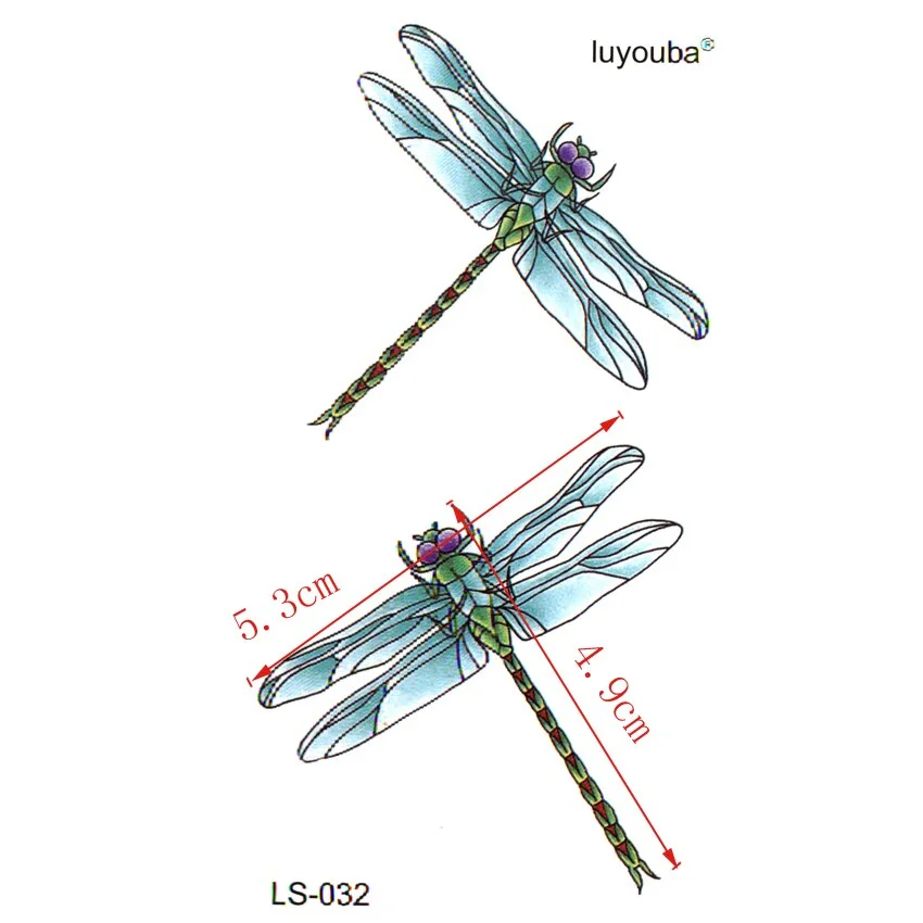 Blue dragonfly waterproof temporary tattoos men harajuku flash tattoo sticker tatoo sleeves fake tatto faux tatouage espada