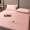High-End Light Luxury 2024 New Milk Ice Silk Cool Mat Ice Silk Bed Mat Bed Sheet Three-Piece Set Foldable Naked Sleep Non-Slip