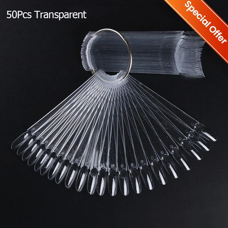 Color Card False Nail Tips Fan Transparent White Fake Nail Tips  Nail Art Practice Display Design Tools-Nail Inspo