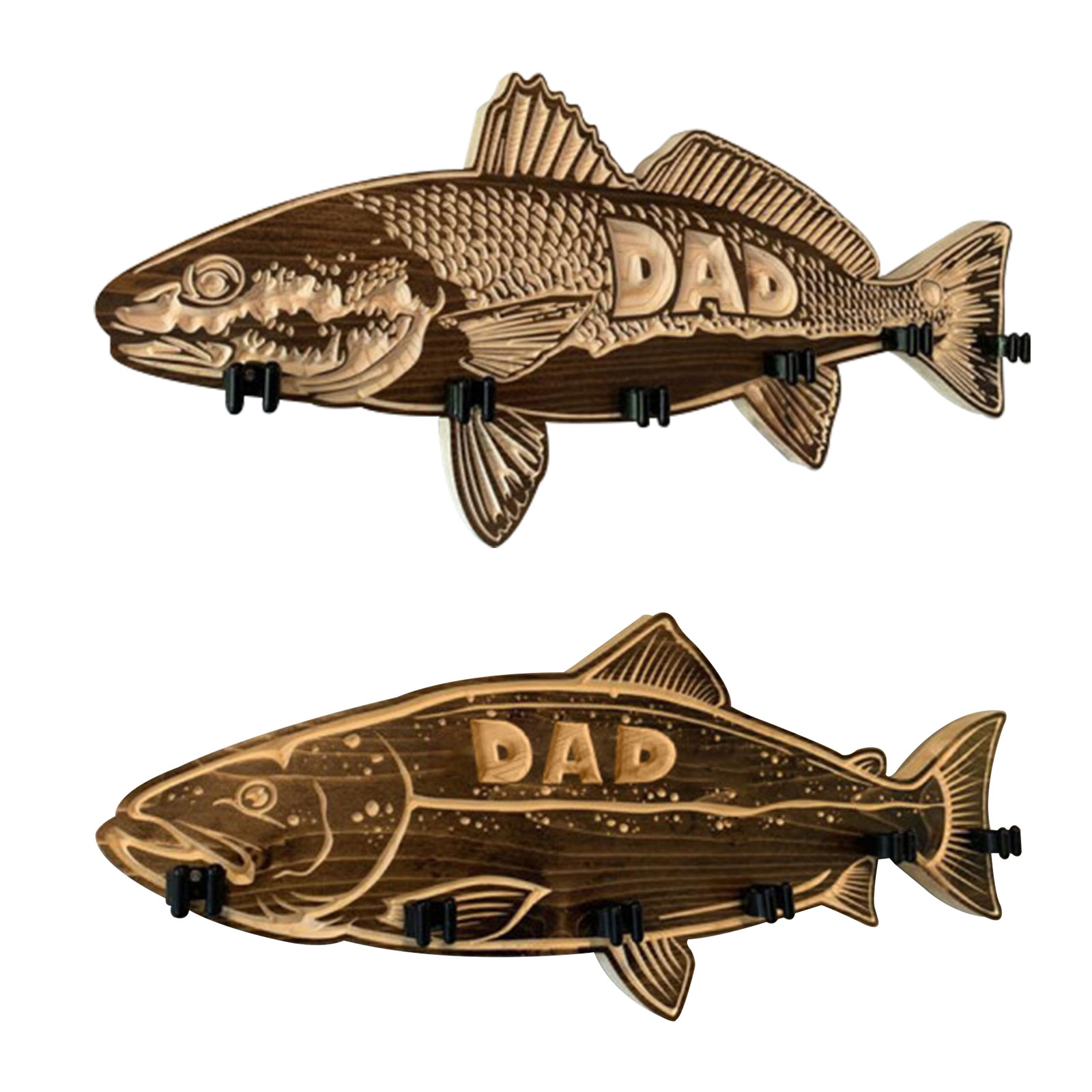 

Wall Mount Fishing Rod Storage Rack Wood Pole Holder for Father Day Gift, Salmon, 501 Original