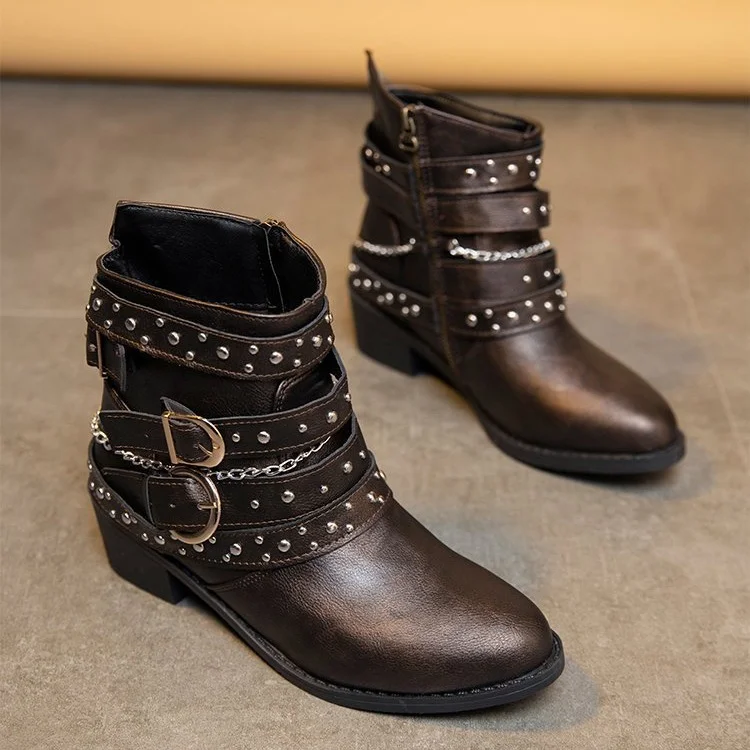 Breakj Breakj Women's Shoes 2025 Autumn And Winter Thick Belt Belt Short-Sleest Single Boots Women