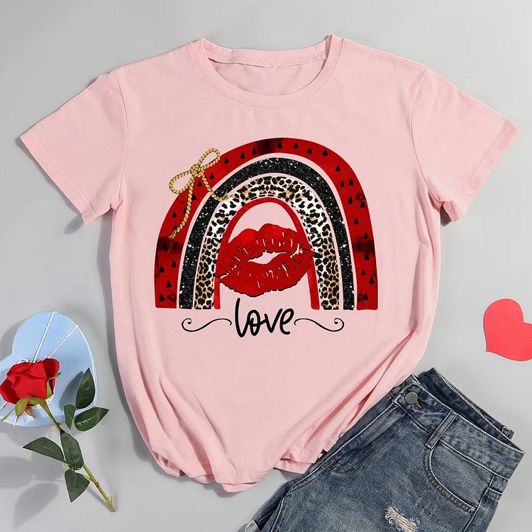 Love Valentine Rainbow Lips T-shirt Tee -011708-Annaletters