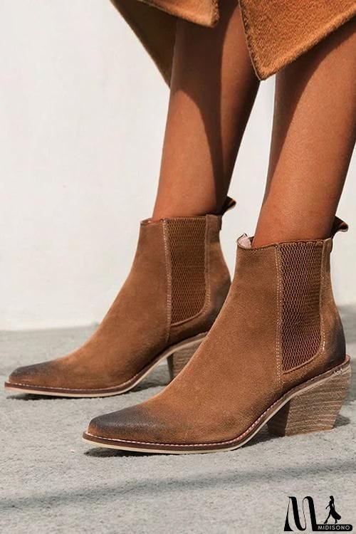 MidiSono - Low Chunky Heel Ankle Booties