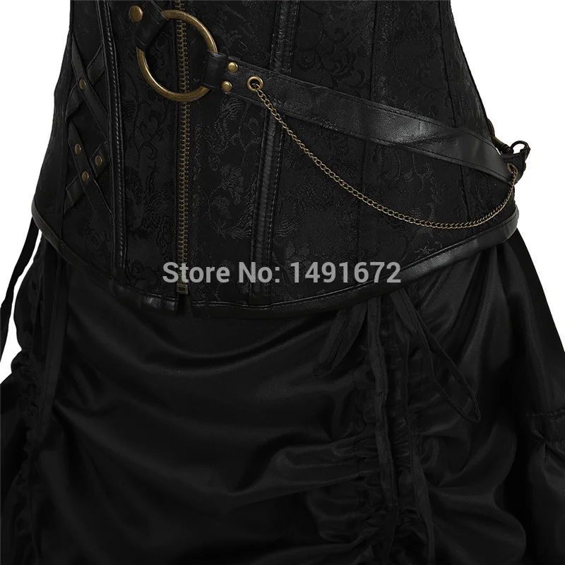 Billionm corset skirt 3 piece leather dress bustiers corset steampunk pirate lingerie corsetto irregular burlesque plus size black brown