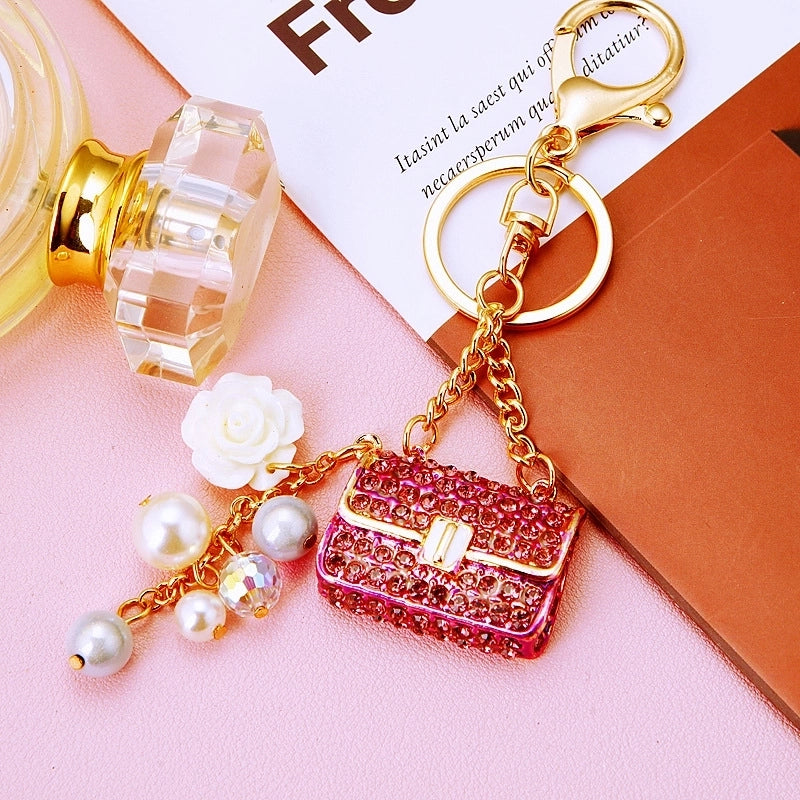 Elegant Korean Style Bag Metal Inlay Rhinestones Women’s Bag Pendant Keychain