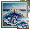 (Multi-Style) Beach Dress Girl-11CT Stamped Cross Stitch 45*45cm