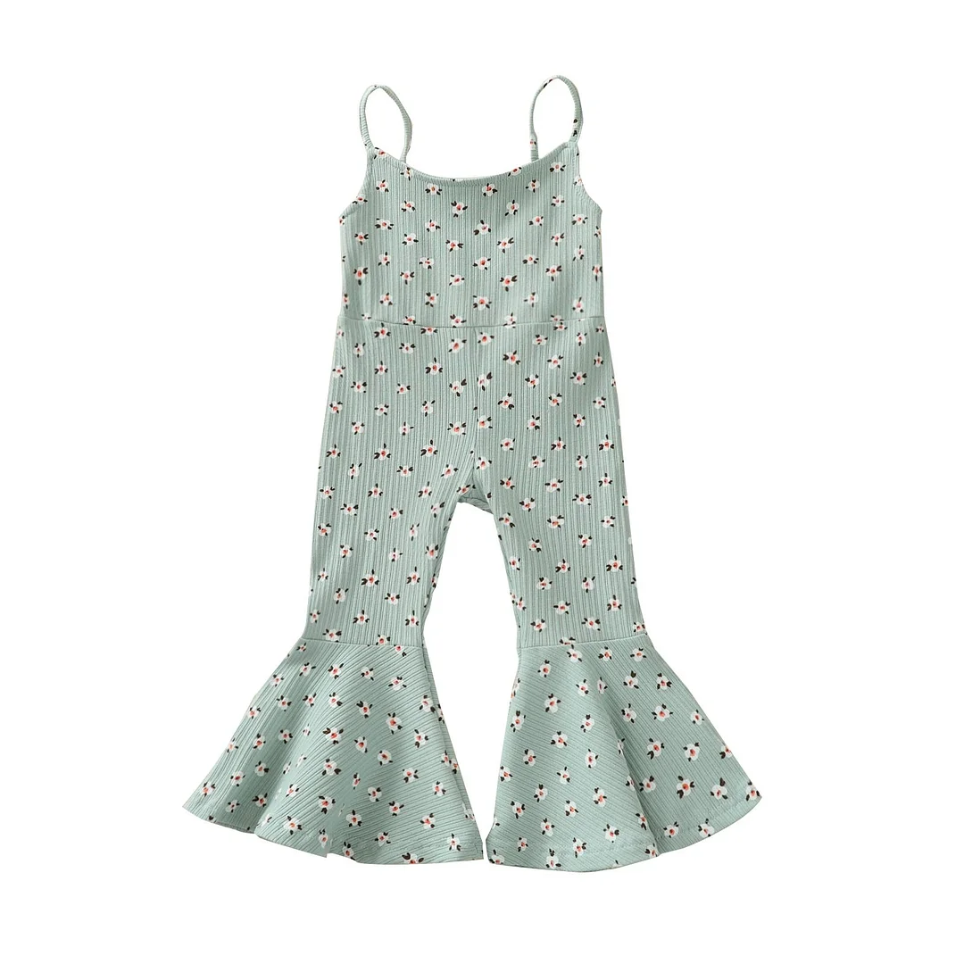 1-5T Infant kIds Baby Girl Floral Romper Fashion Flare Bottom Sleeveless Backless Sunsuit Bandage Triangle Jumpsuits
