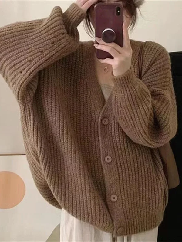 Women's  V-neck Twist Knitting Long Sleeved Top