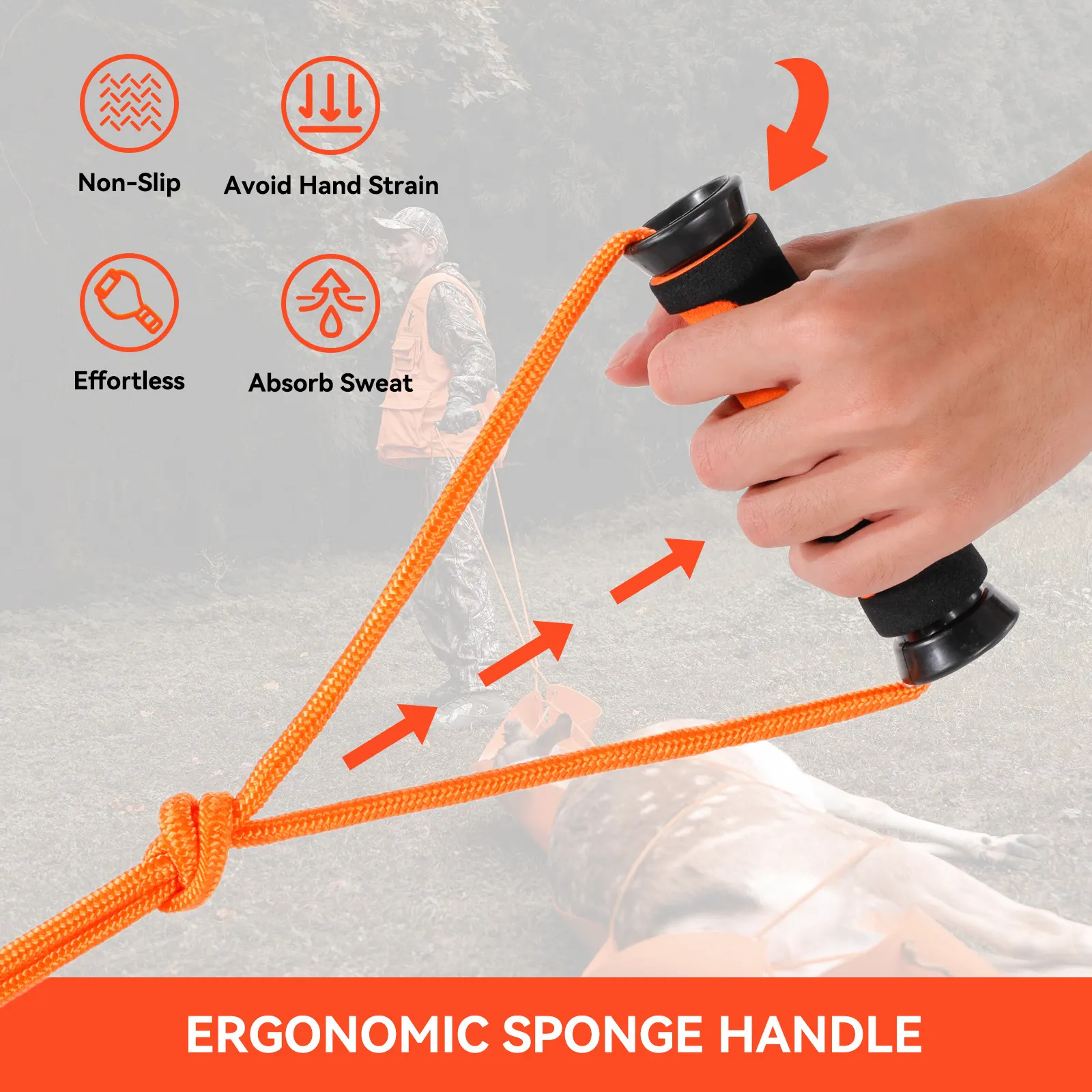 Deer Drag Sled Thickened Game Hauler Strap Reduce Ground Friction & Transport Ga