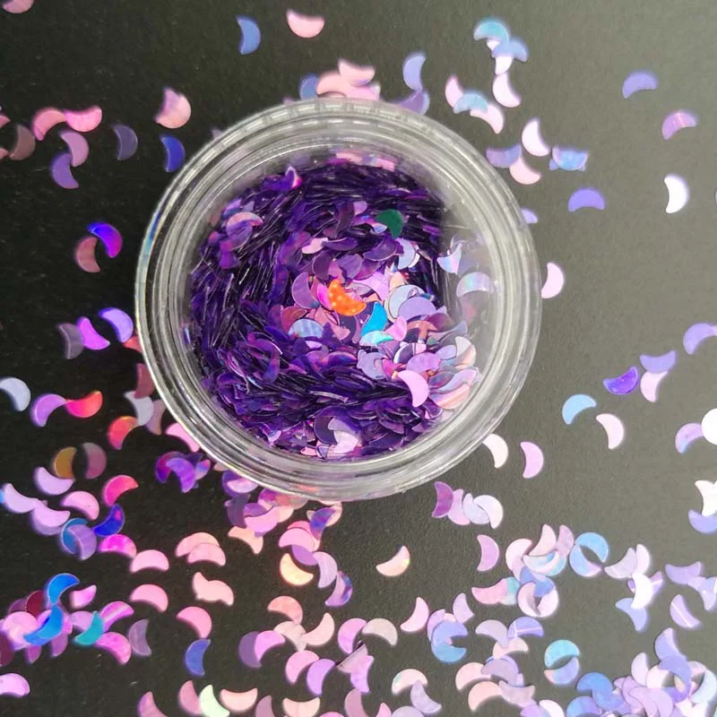 3mm Sequins DIY Flat Five-pointed Star Moon Sequin Paillettes Sewing Craft DIY Laser Silver Nail Sequin Accessories Decorations