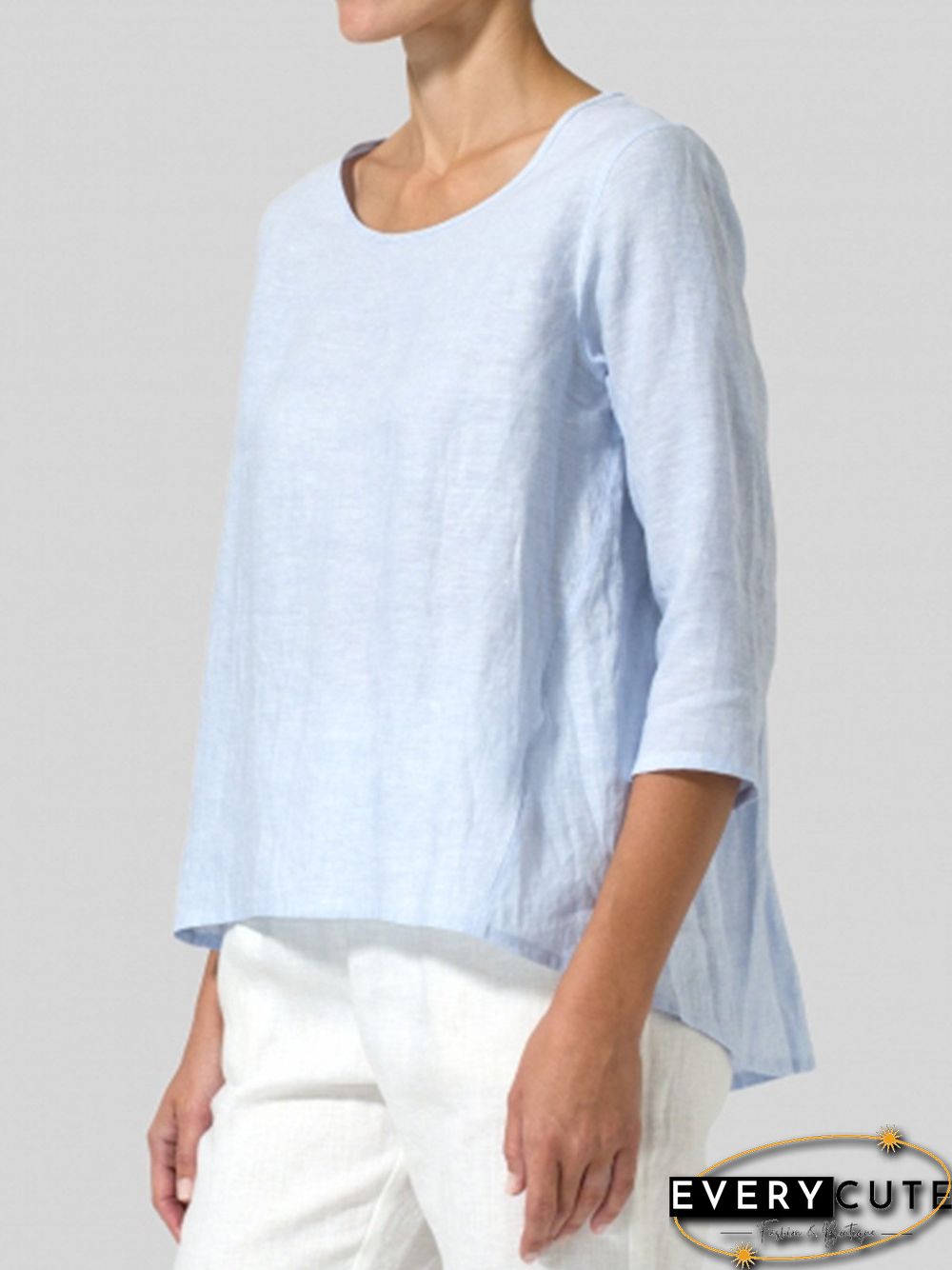 Women Casual 3/4 Sleeve Loose Tops Blouse Shirt