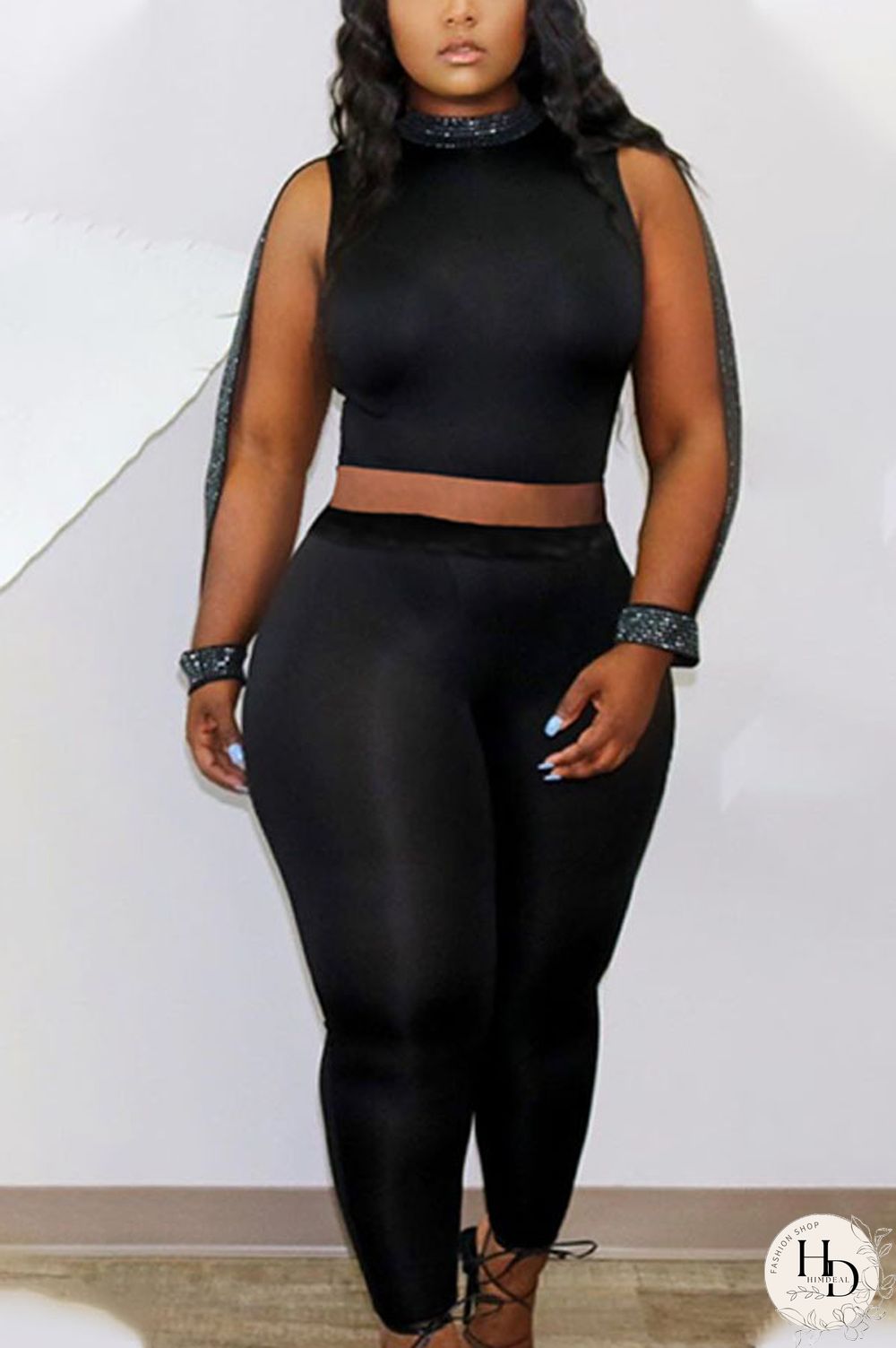 Red Polyester Fashion Sexy Print Solid pencil Sleeveless Two Pieces