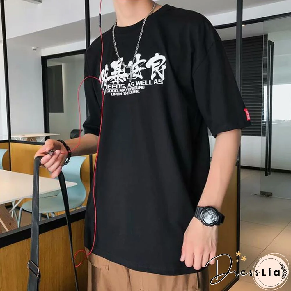 Street Style Round Neck Short Sleeve