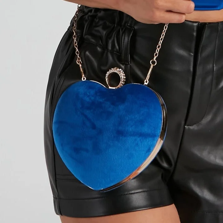 Beat Of My Heart Velvet Clutch Bag-VESSFUL