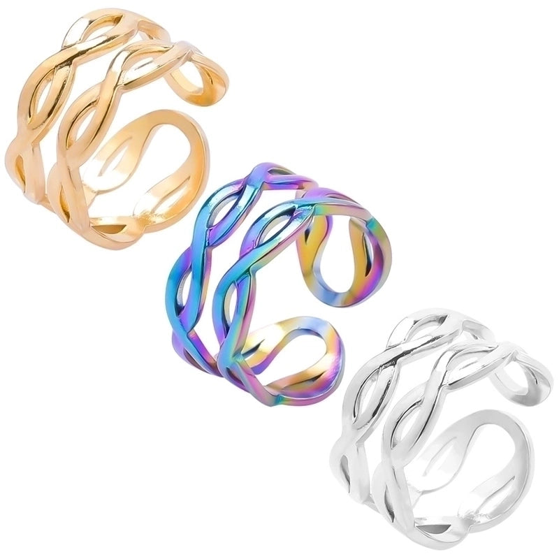 Casual Geometric 304 Stainless Steel 18K Gold Plated Enamel Open Rings