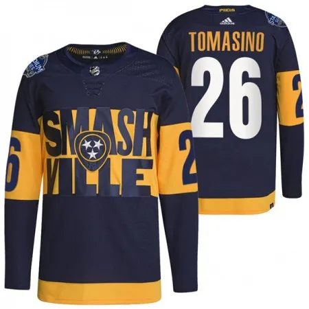 Men's Nashville Predators #26 Philip Tomasino 2022 Navy Stadium Series  Player Stitched Jersey