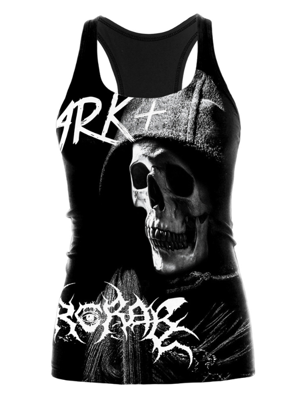 Casual Skull Printed Color Block Vest
