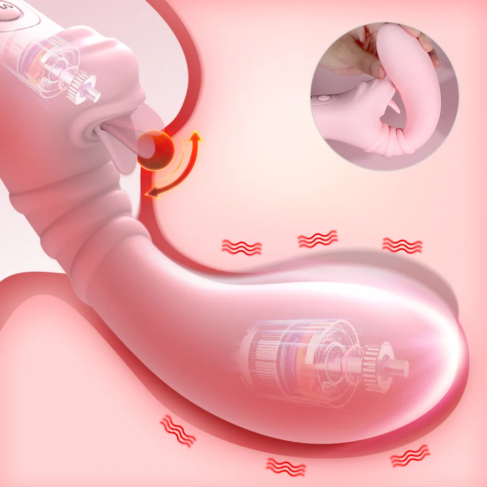 10 Frequency Wiggle Dildo Vibrator Clitoris Tongue Licking G-spot Massager Rosetoy Official