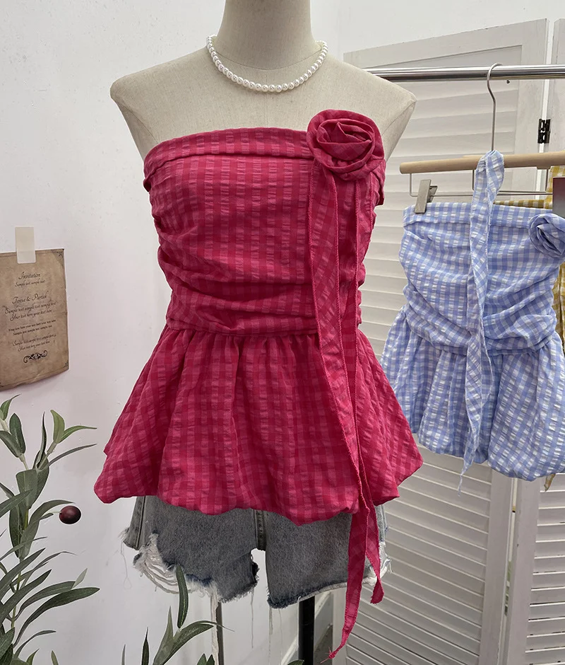 Nigikala Nigikala Lattice Tset Bra Sling Sling Vest Sleeveless T-Shirt Twive Tidal Twives Fluttering With Flower Top Woman 9232