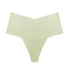  3pcs Womens Seamless Ice Silk Thong No Show Underwear Medium Waist High Cut Panty Sexy Bikini Bottom