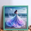 Beach Dress Girl-11CT Stamped Cross Stitch 45*45cm/17.72*17.72in