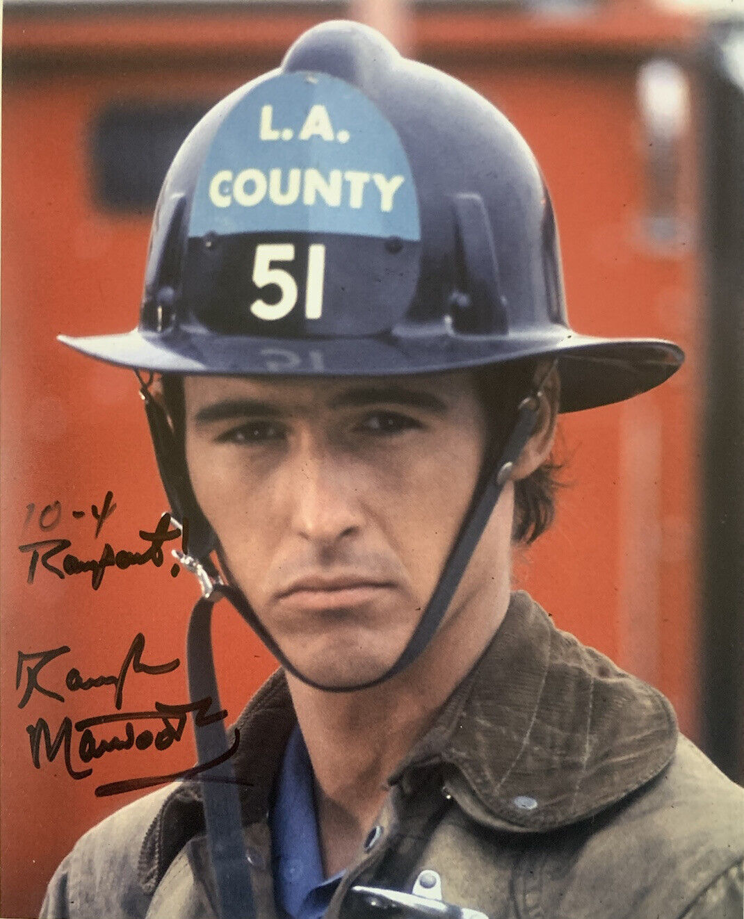 RANDOLPH MANTOOTH HAND SIGNED 8x10 Photo Poster painting EMERGENCY FIREMAN SHOW AUTOGRAPH COA