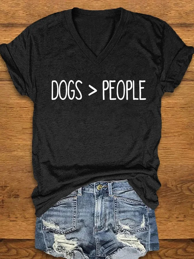 Women's Dogs Over People Print T-shirt socialshop