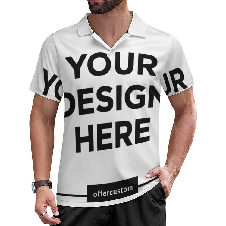 Personalized Design Men's TXLD Short-Sleeve Polo Shirt with Sleeve Cuffs and Hem