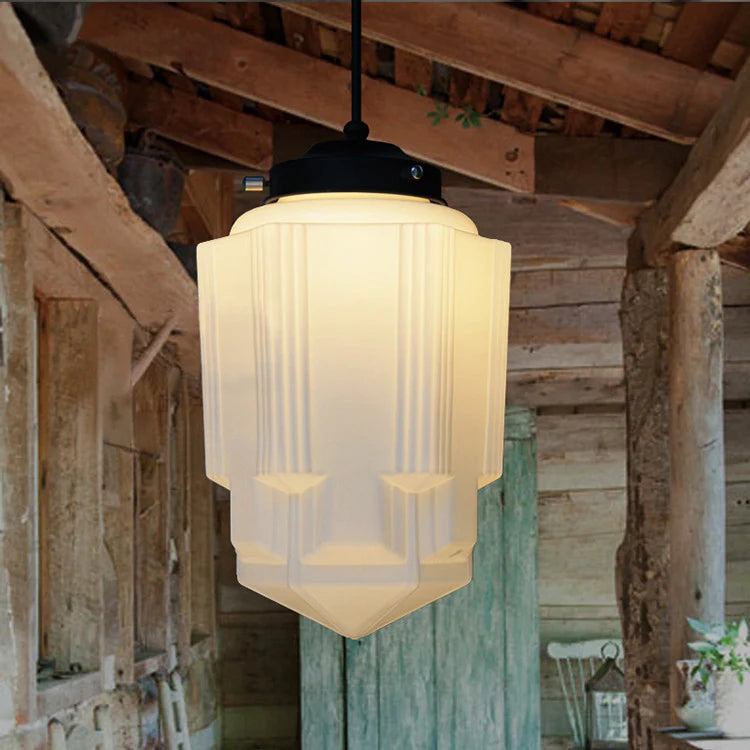 Vintage White Milk Glass Pendant Light