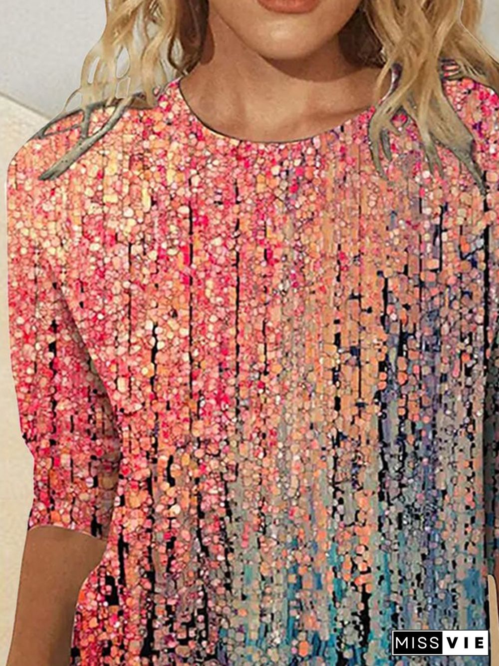 Vacation Loosen Crew Neck Shirts & Tops